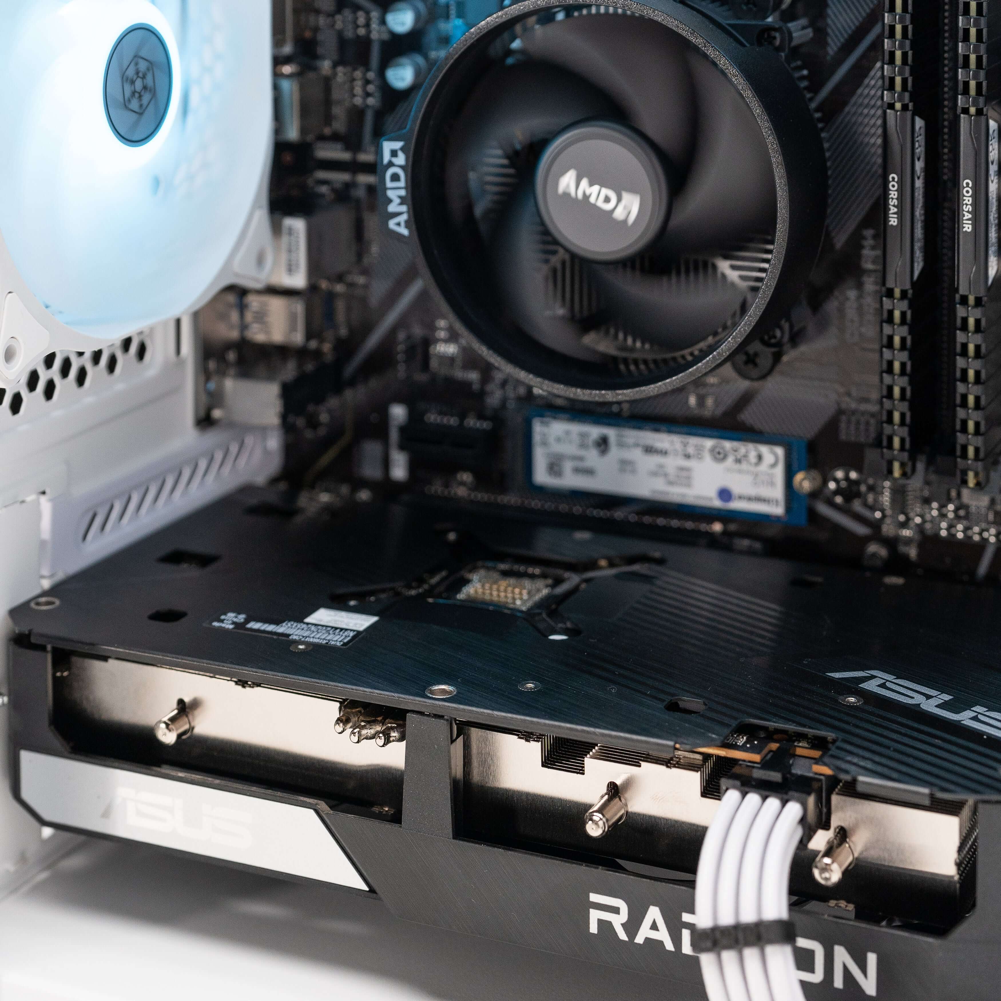 A bird's-eye view of the KUDAN: LVL 3 Gaming PC reveals the ASUS A520M-K Prime motherboard as the central component, offering flexibility and reliability.