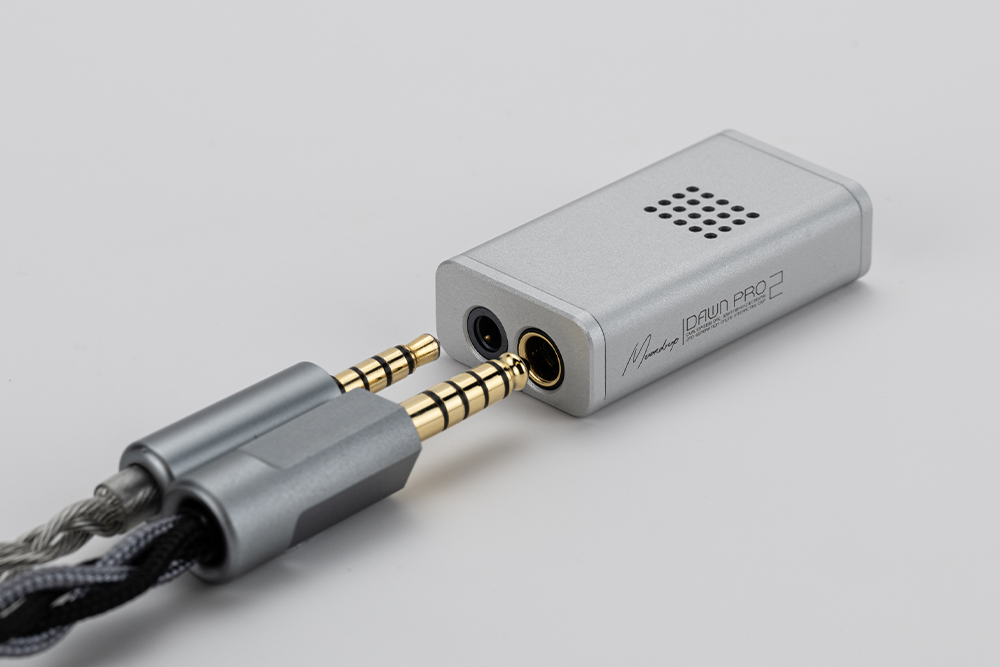 MOONDROP Dawn Pro 2 with a 4.4 mm balanced plug connected