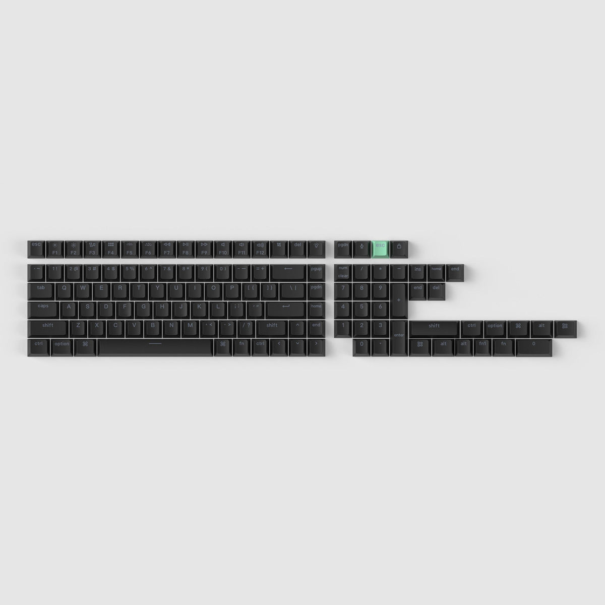 Keychron Cherry Profile Double-Shot PBT Shine-Through Keycap Set in Black, 121 keys laid out
