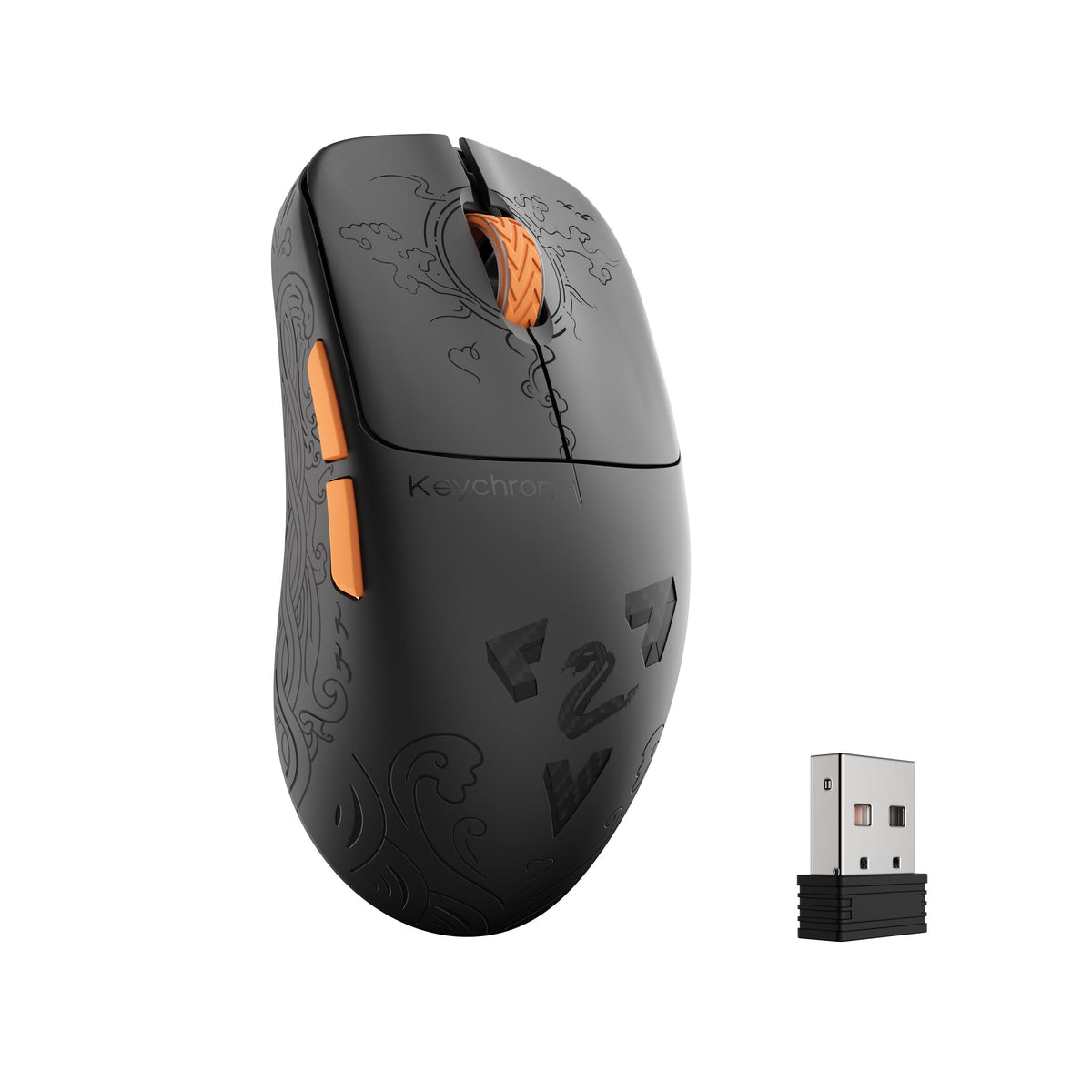 Keychron G3 HE in Black (Carbon Fiber), top view, with 2.4 GHz receiver