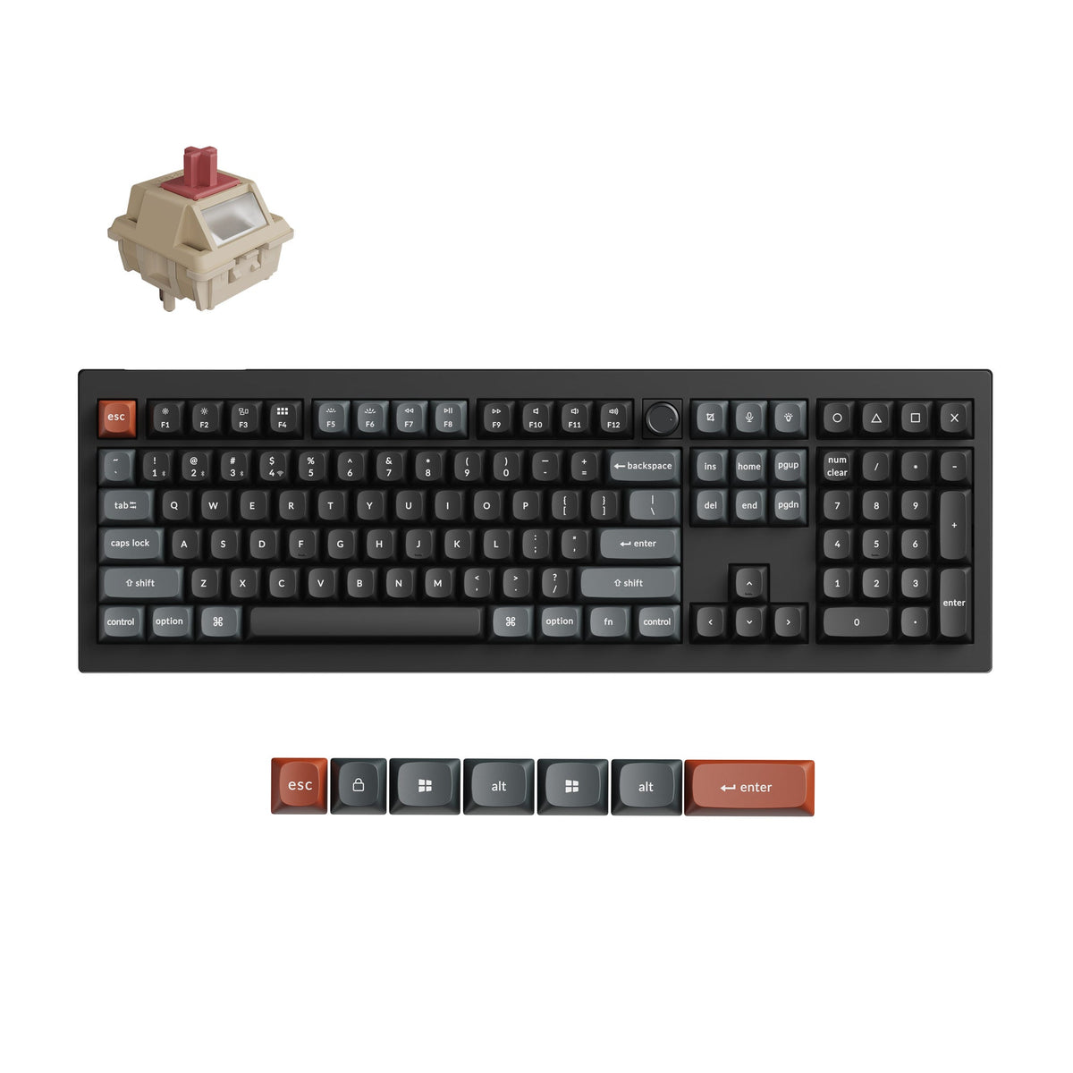 Keychron V6 Ultra 8K Wireless Mechanical Keyboard – Black / Silk POM Red