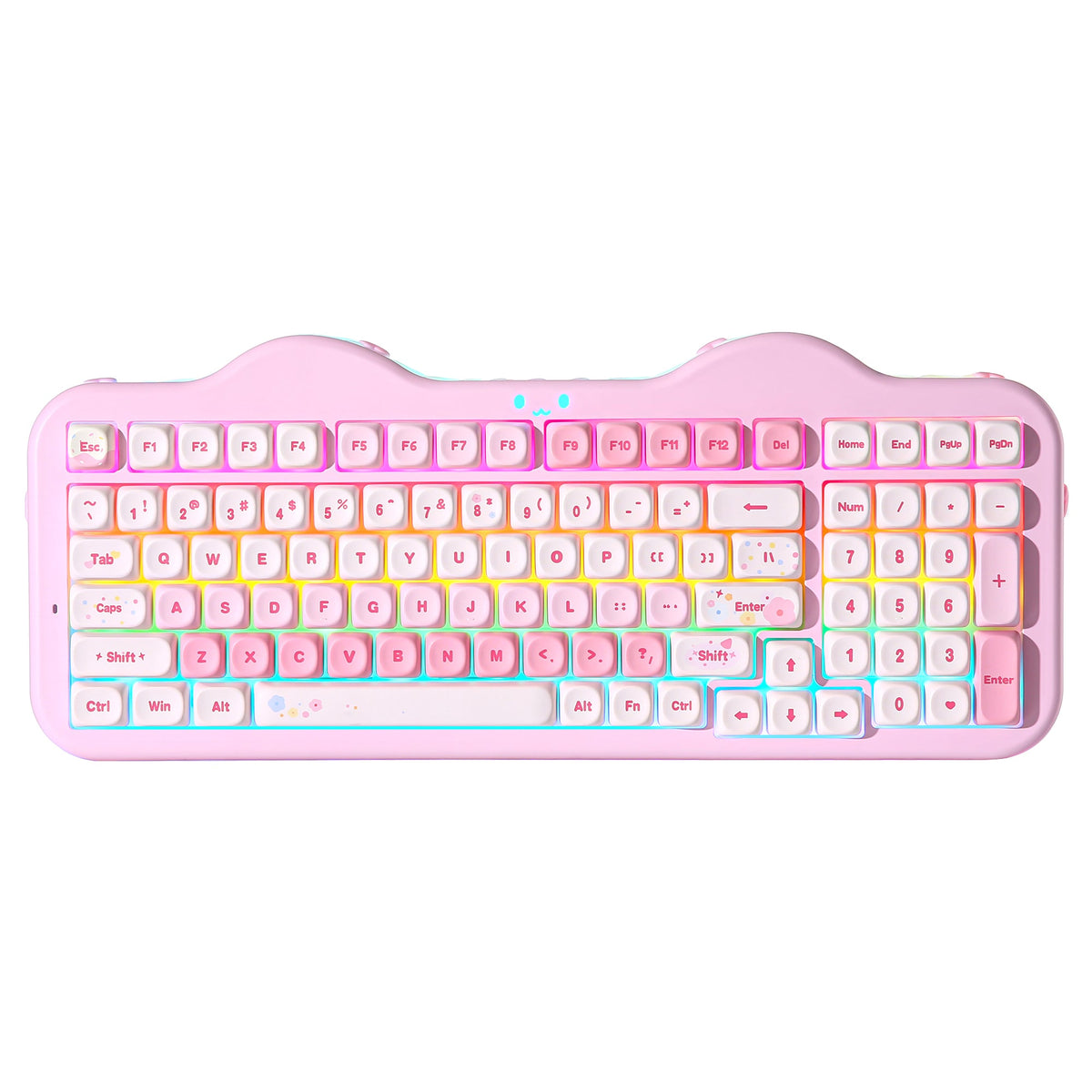 YUNZII C98 in Pink with RGB lighting on