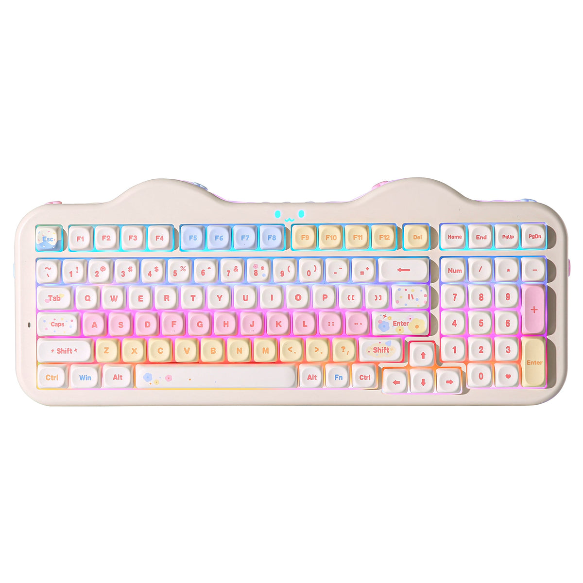 YUNZII C98 in Beige with RGB lighting on