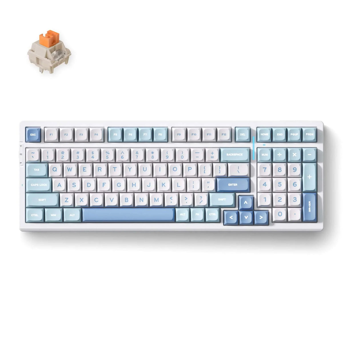 MCHOSE G98 Pro keyboard in Blue with Flame Orange switch, top view