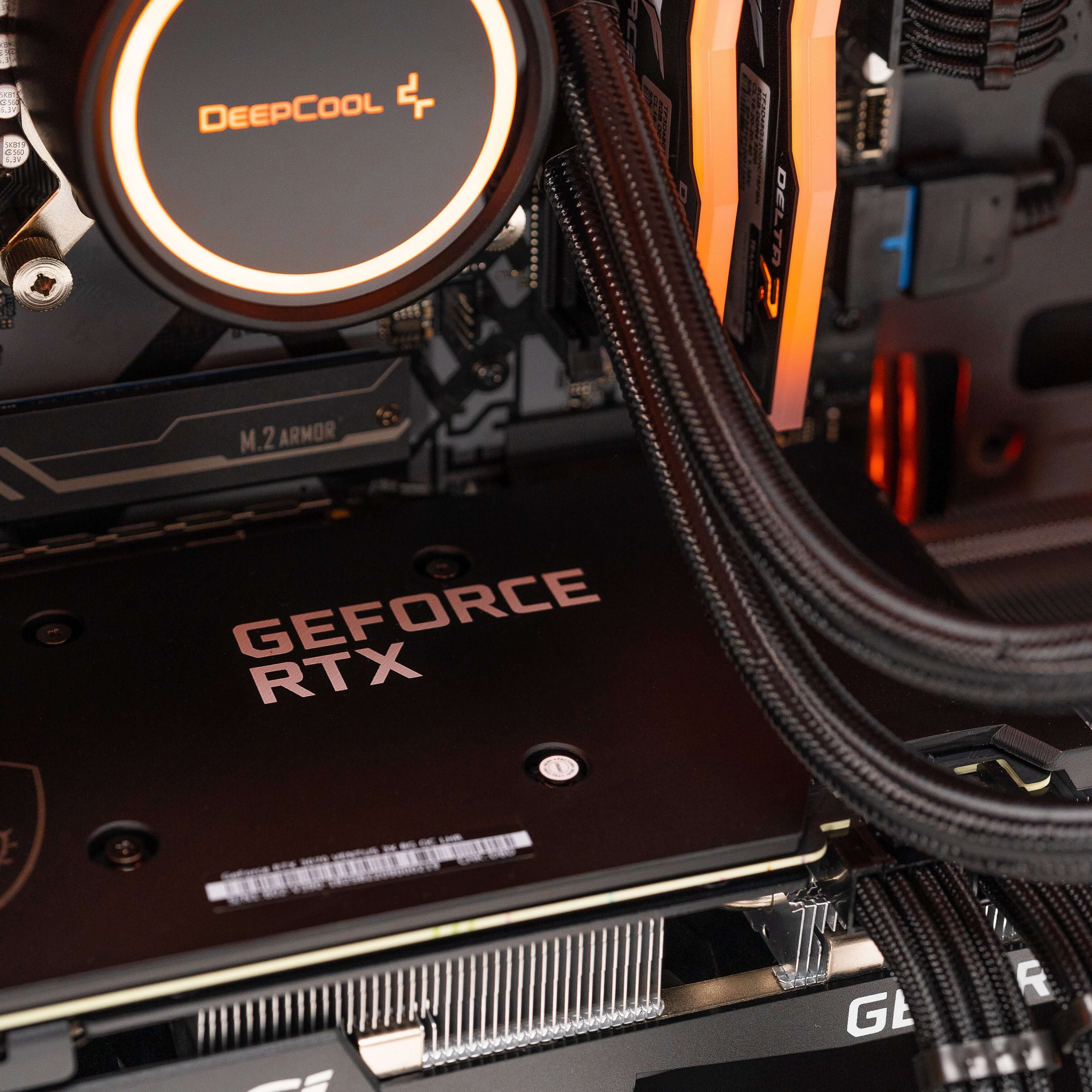 MSI PRO VDH B550 motherboard takes center stage in OMEN: LVL 8 EOFY SALE PC's top-down view, delivering exceptional features.