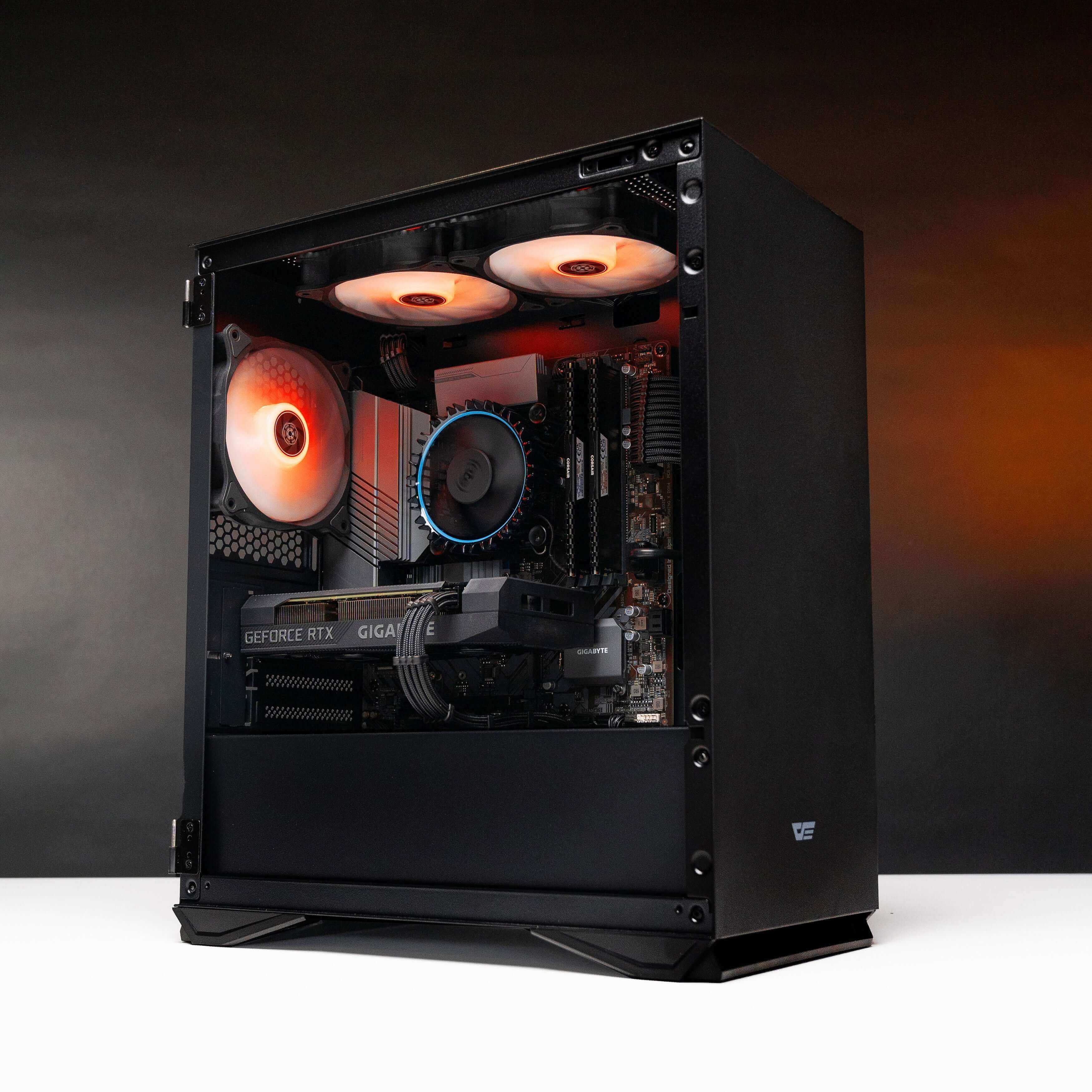 Side view of the powerful ARROW: LVL 5 Gaming PC showcasing its impressive components