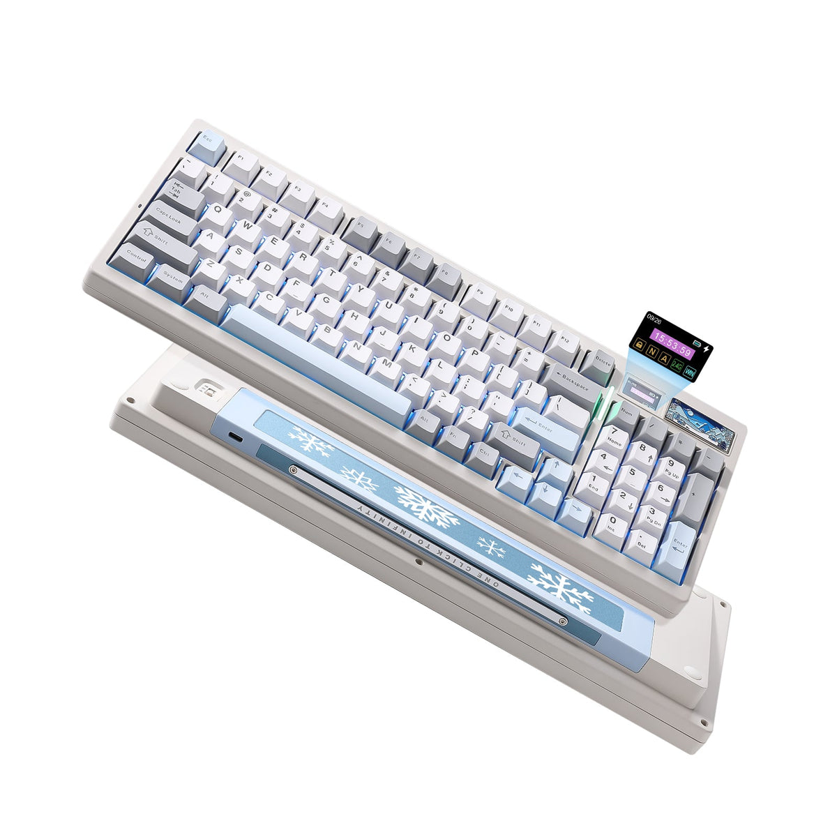 YUNZII IF99 in White, angled view with case base