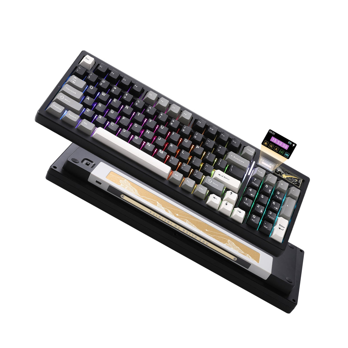 YUNZII IF99 in Black, angled view with case base