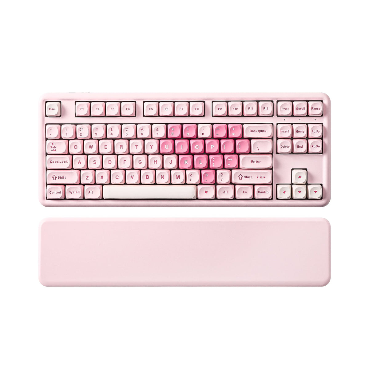 YUNZII B87 in Pink with wrist rest, top view