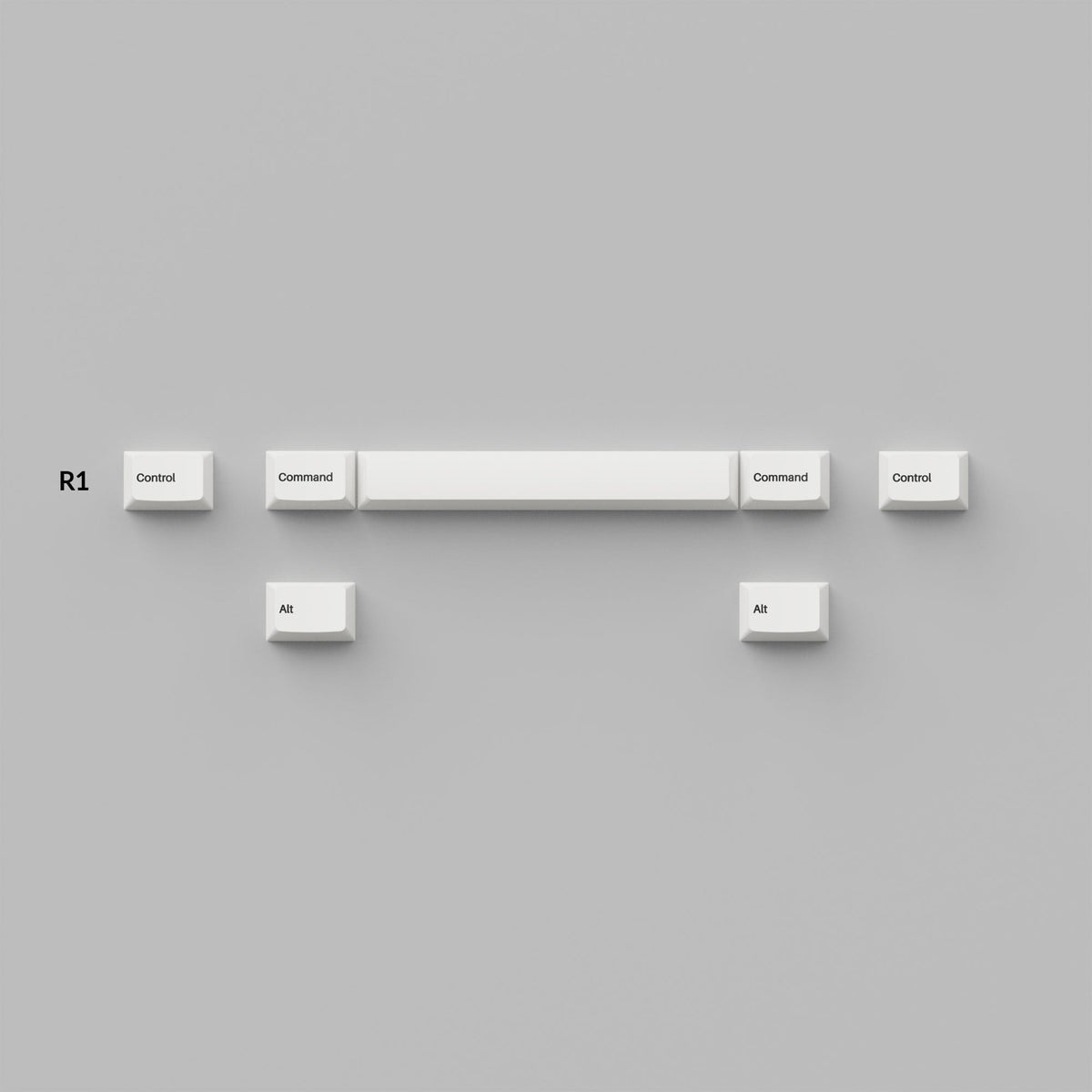 Black on White - Bow keycaps arranged in a winkeyless layout