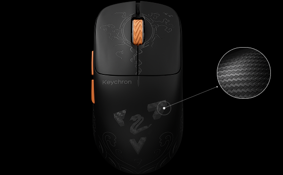 Close-up of the G3 HE Black's engraved carbon fibre top cover