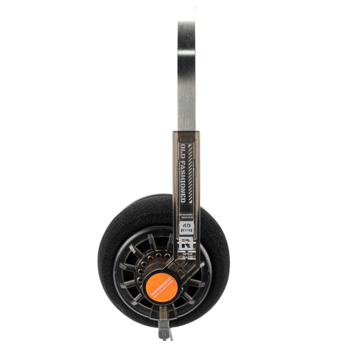 MOONDROP Old Fashioned headphones, side view of open-back earcup