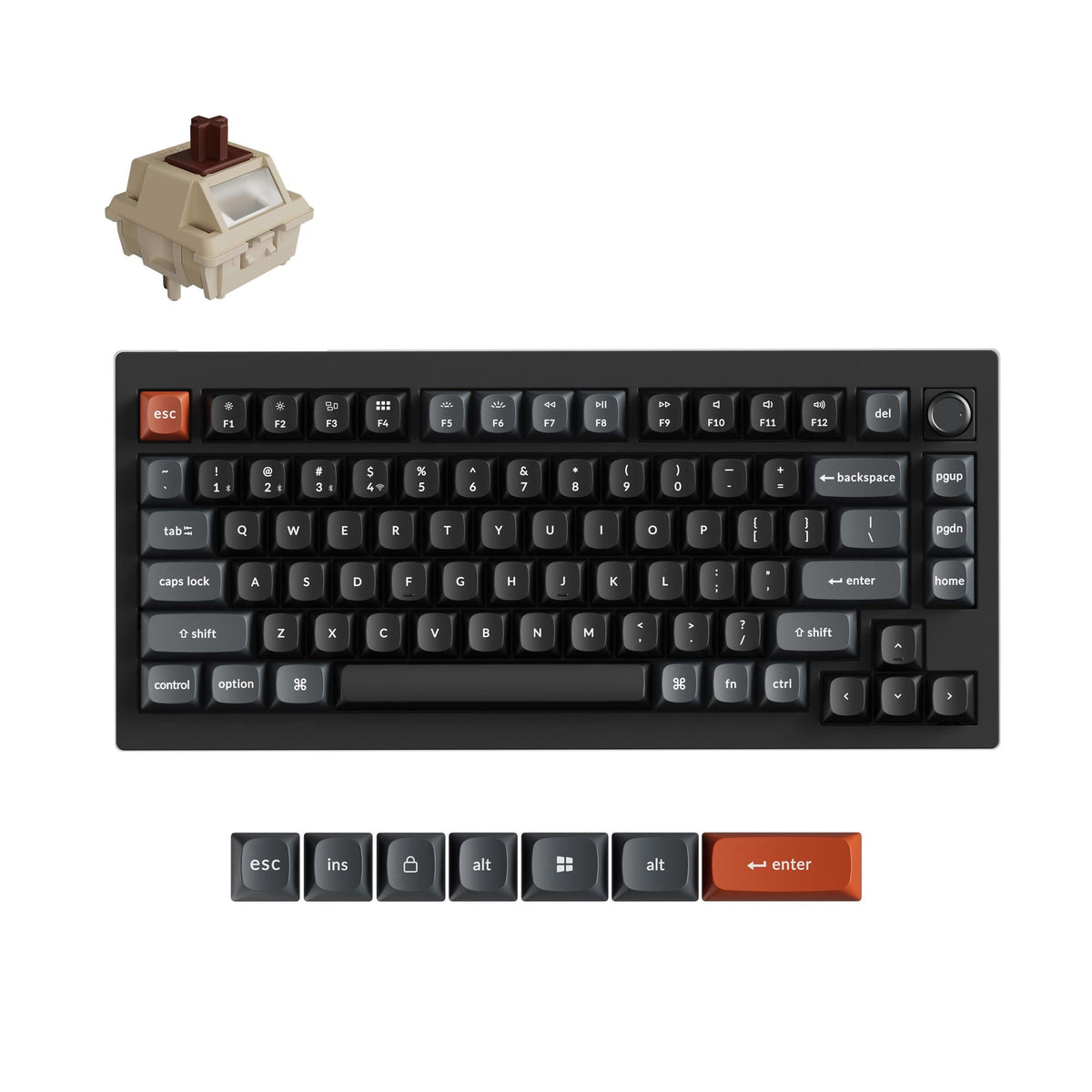 Keychron V1 Ultra 8K Wireless Mechanical Keyboard – Black / Silk POM Brown