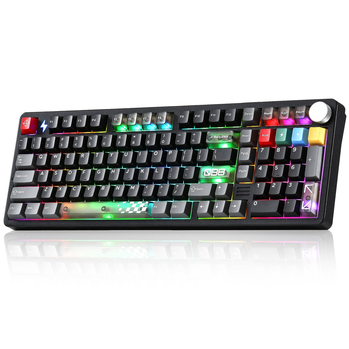 YUNZII AL98 Pro keyboard in Black with RGB lighting, angled view