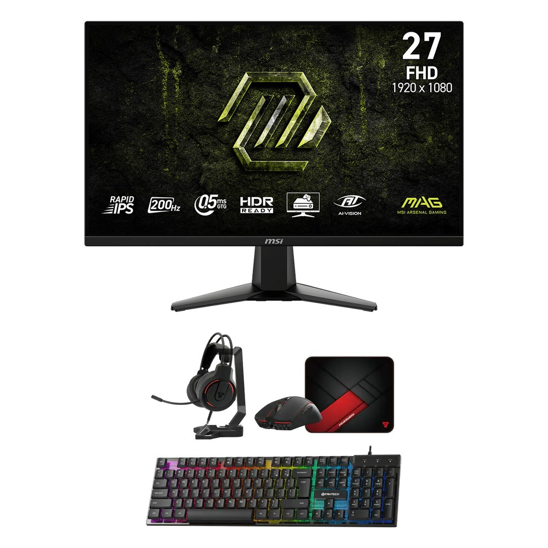 MSI MAG 275F 27" 200Hz Gaming Monitor + Fantech P51 5-in-1 Gaming Set Bundle: everything in the bundle