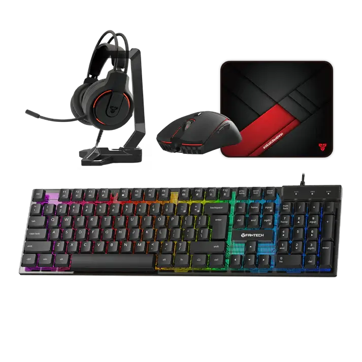 Fantech P51 5-in-1 gaming set: keyboard, mouse, mousepad, headset and headset stand (Black)
