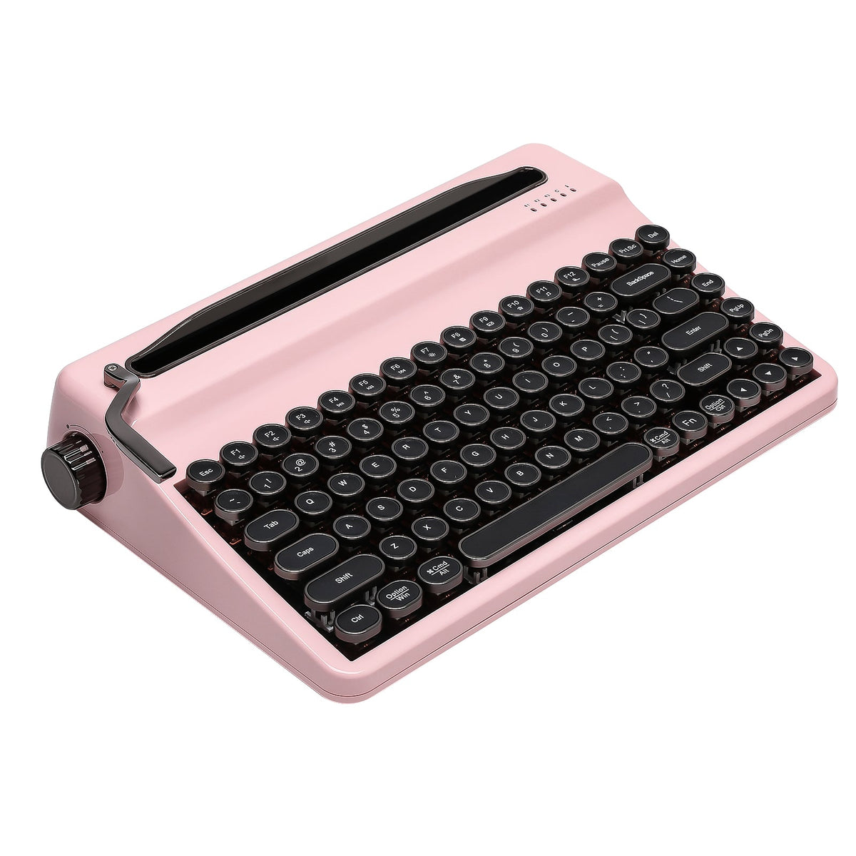 YUNZII QL75 typewriter keyboard in Pink, angled view