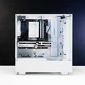 Front view of the NZXT: LVL 6 Gaming PC with NZXT H510 Flow WH case