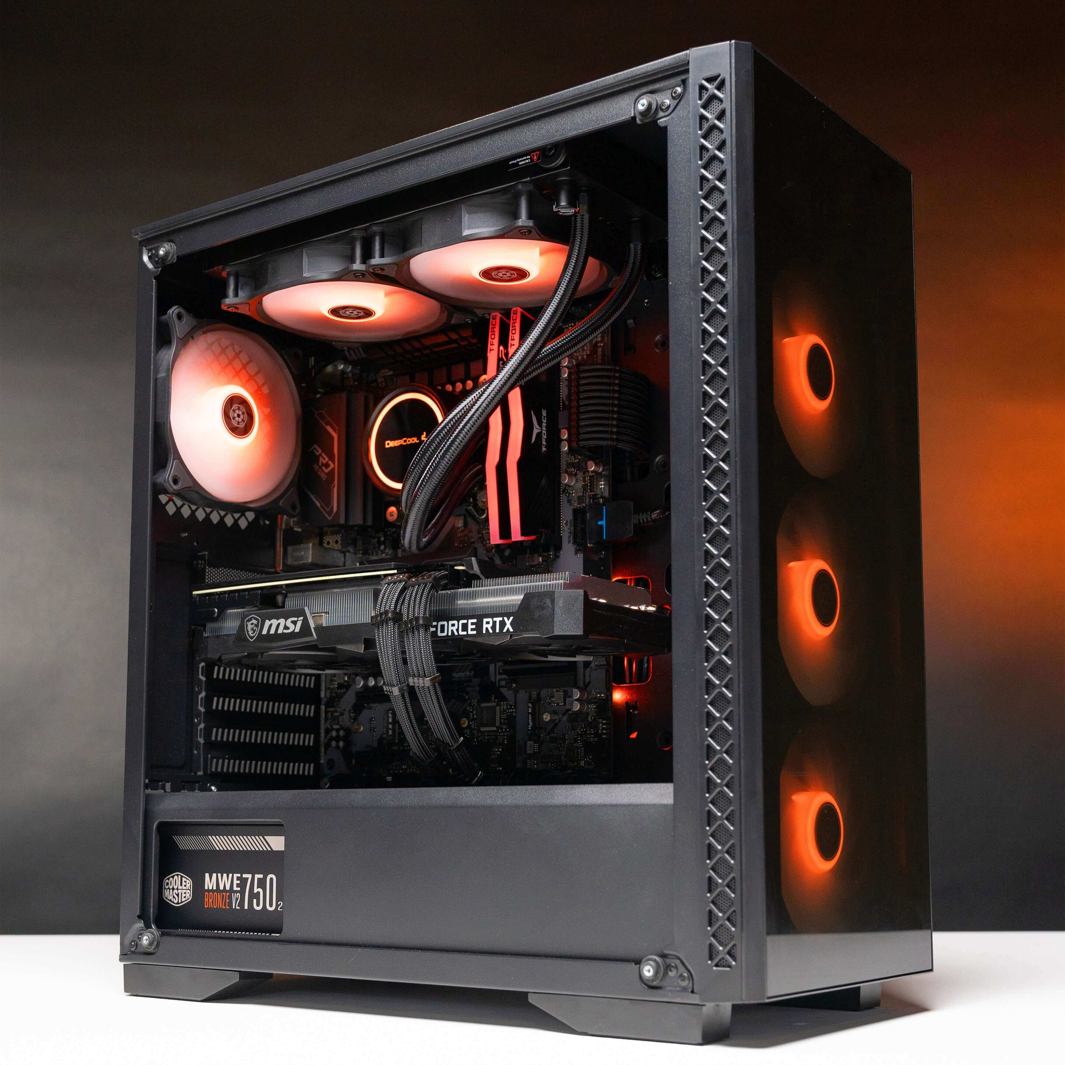 Intel Stock Cooler, FSP Hydro K PRO 700W 80+ Bronze power supply, and DarkFlash DR-12 fans x 6 in the OMEN: LVL 8 EOFY SALE Gaming PC