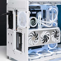 Top-down view of the ORION: LVL 14 Gaming PC featuring NZXT N7 Z790 White Motherboard